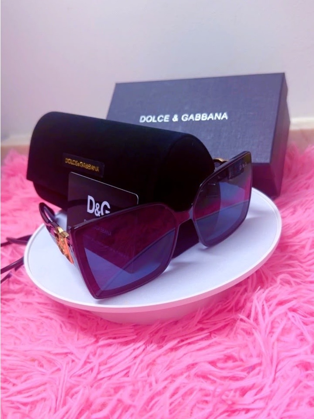 Dolce & Gabbana Purple Gradient Cat-Eye Sunglasses with Gold Accents
